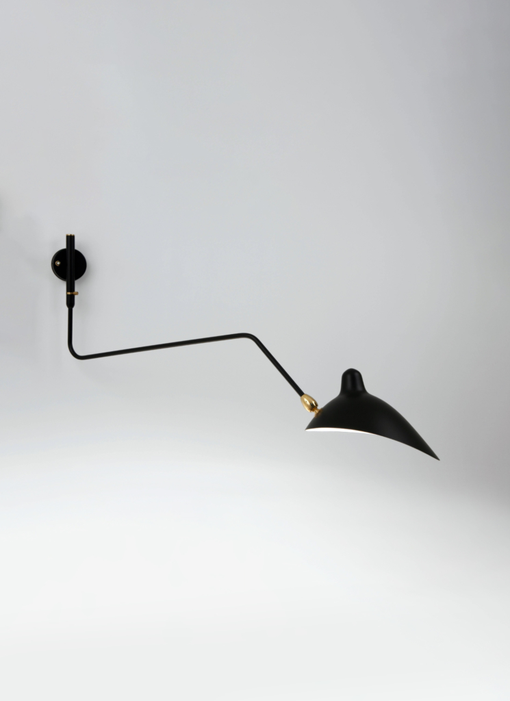 STUDIOTWENTYSEVEN • ONE ROTATING CURVED ARM WALL LAMP BY SERGE MOUILLE 1954