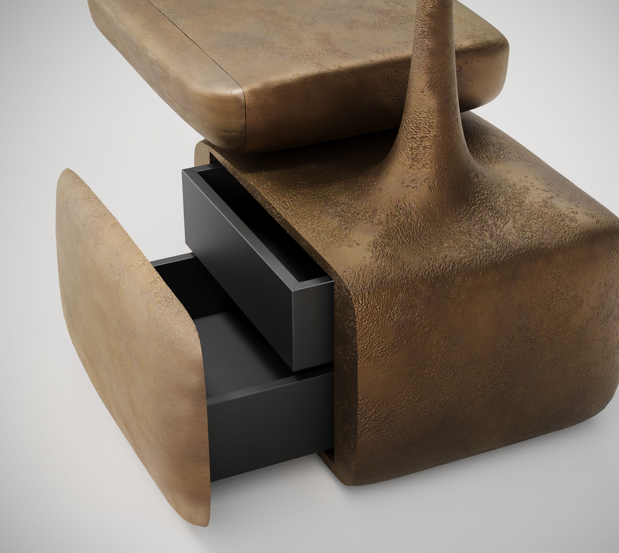 STUDIOTWENTYSEVEN • INFINITY BEDSIDE TABLE 01 BRASS BY EVA SZUMILAS